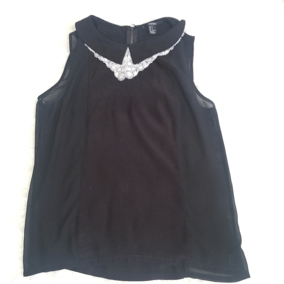 Forever 21 sleeveless collar black top. Size S - Picture 6 of 13
